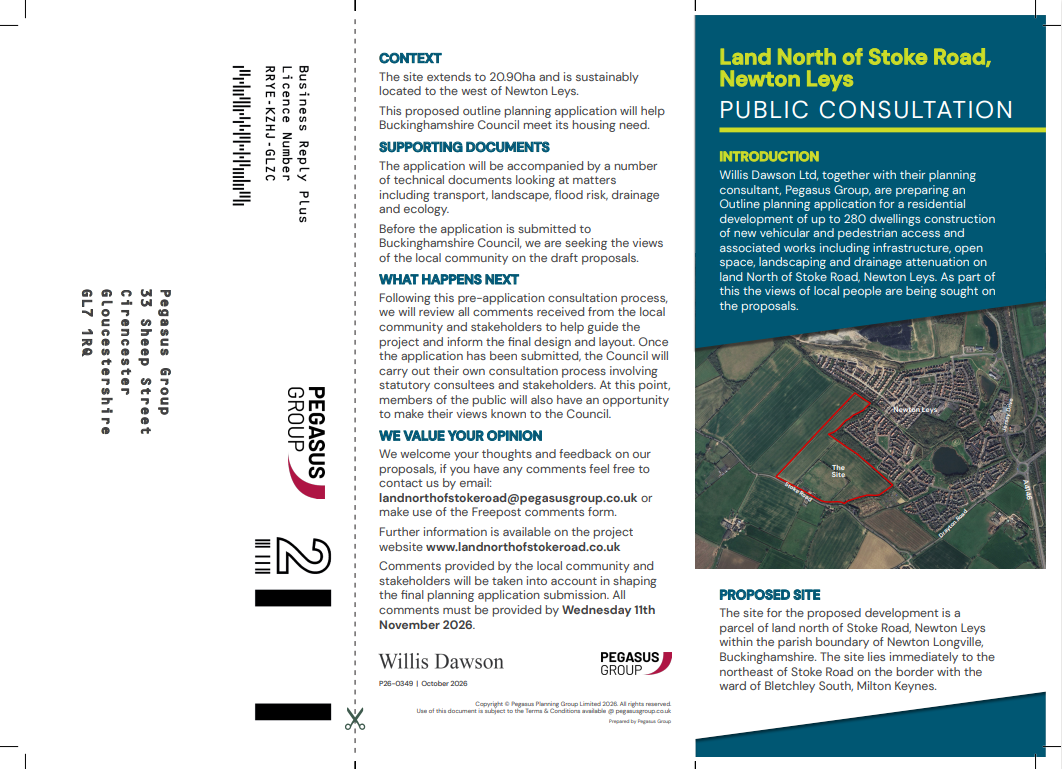 Front of leaflet about proposed development off Stoke Road